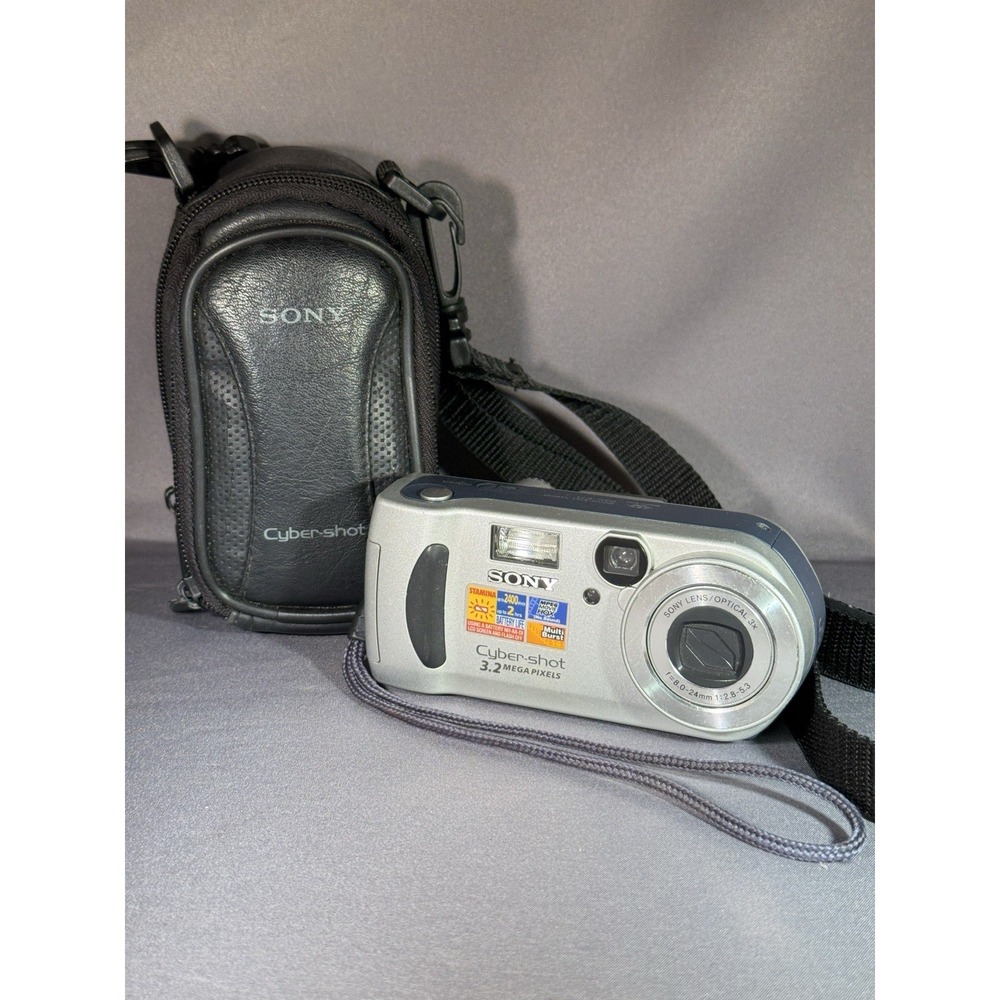 Sony Cyber-Shot DSC-P71 3.2MP Digital Camera Silver Tested w/ Carrying Case